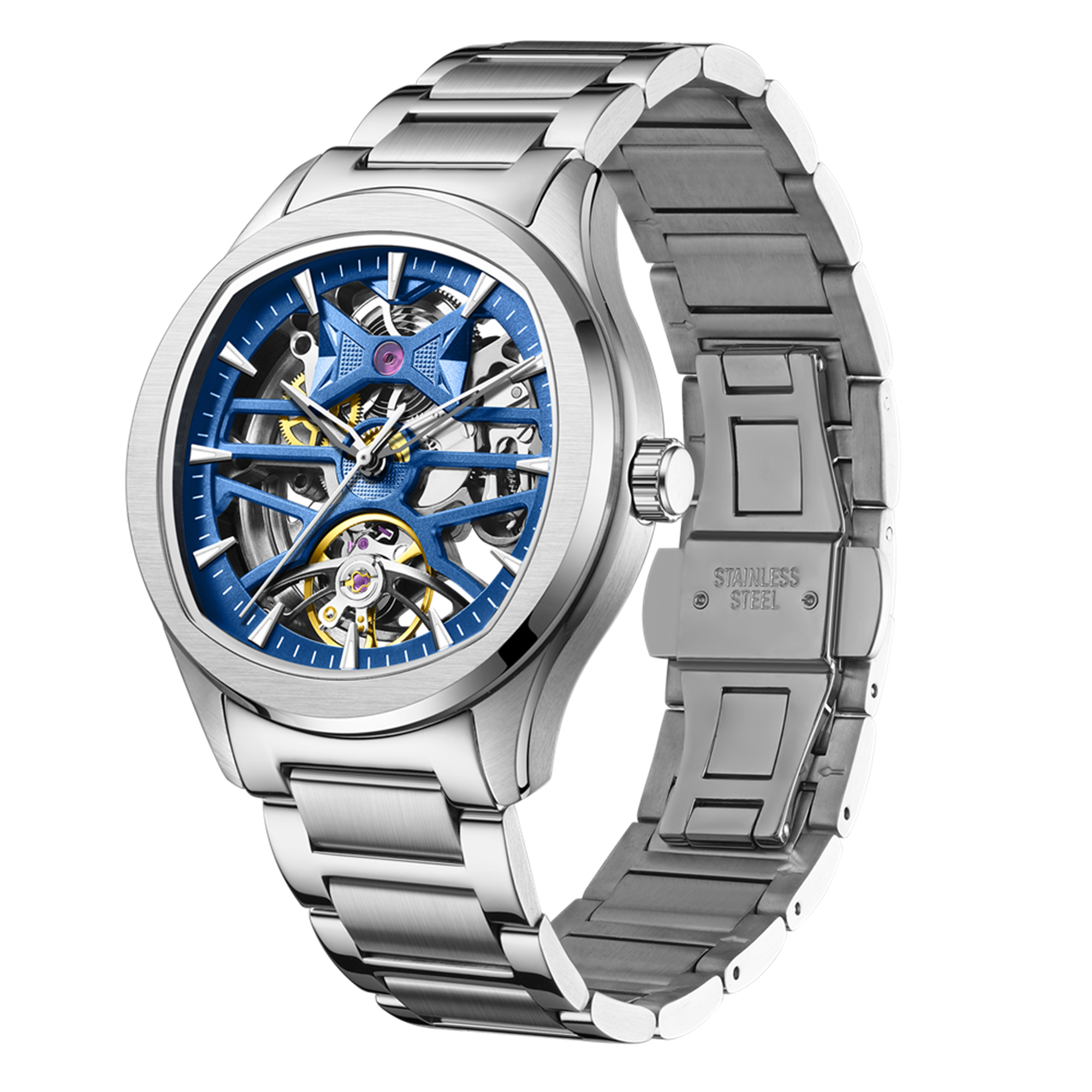 MEGIR Fashion Sport Watches for Men Skeleton Dial Automatic Mechanical Movement Wristwatch Waterproof Clock Reloj Hombre 9204-5-15