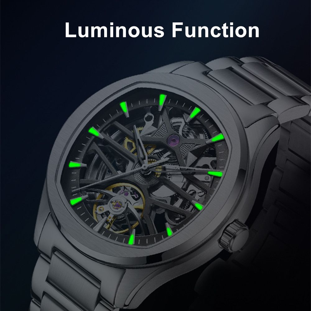MEGIR Fashion Sport Watches for Men Skeleton Dial Automatic Mechanical Movement Wristwatch Waterproof Clock Reloj Hombre 9204-5-9