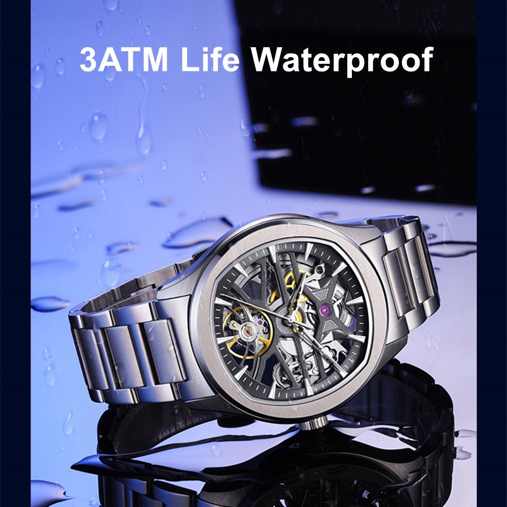 MEGIR Fashion Sport Watches for Men Skeleton Dial Automatic Mechanical Movement Wristwatch Waterproof Clock Reloj Hombre 9204-5-10