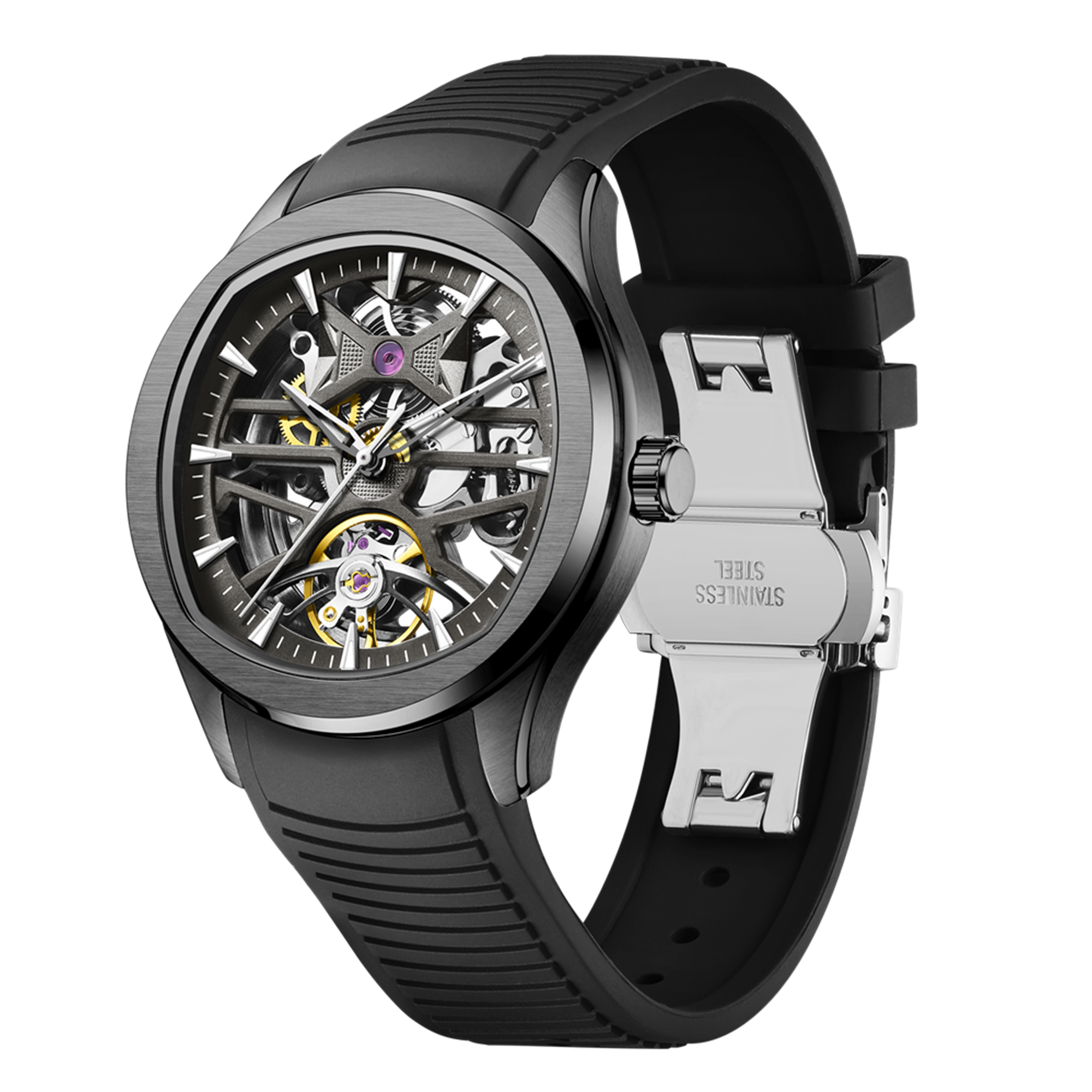 MEGIR Fashion Sport Watches for Men Skeleton Dial Automatic Mechanical Movement Wristwatch Waterproof Clock Reloj Hombre 9204-5-13