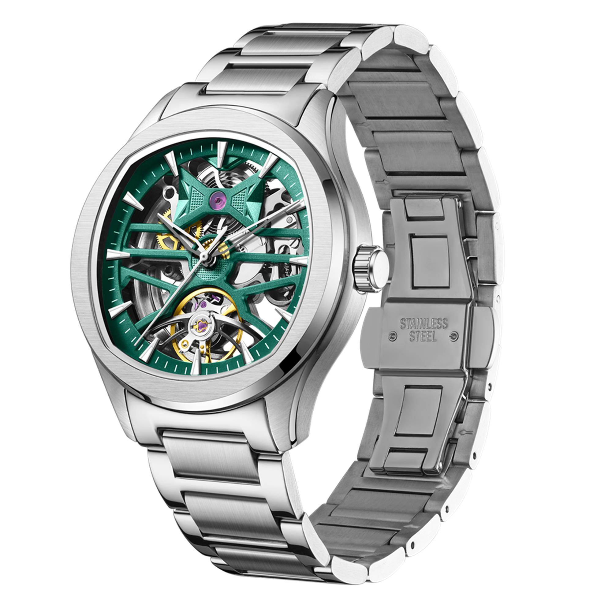 MEGIR Fashion Sport Watches for Men Skeleton Dial Automatic Mechanical Movement Wristwatch Waterproof Clock Reloj Hombre 9204-5-14