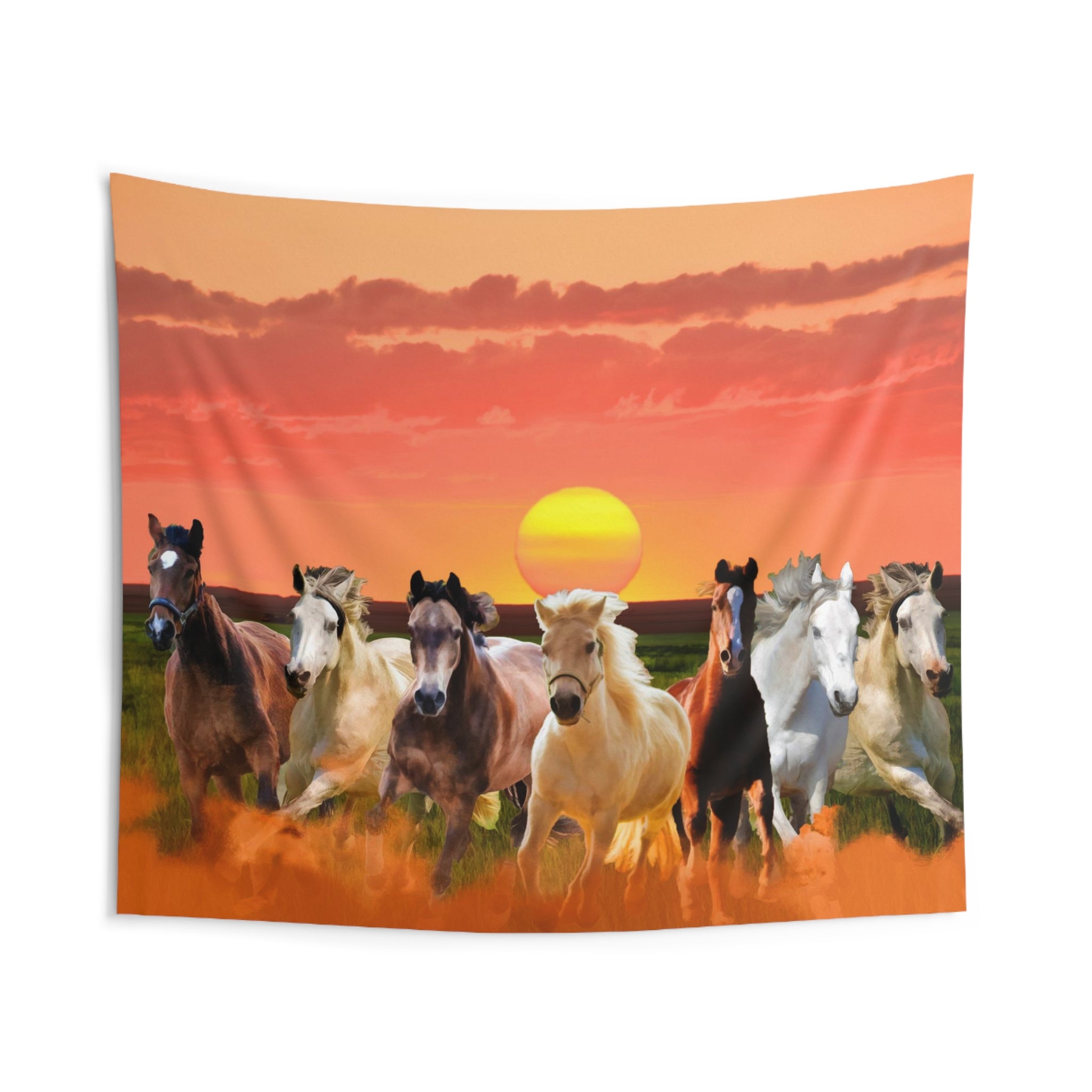 Seven Horse sunrise Tapestry-1