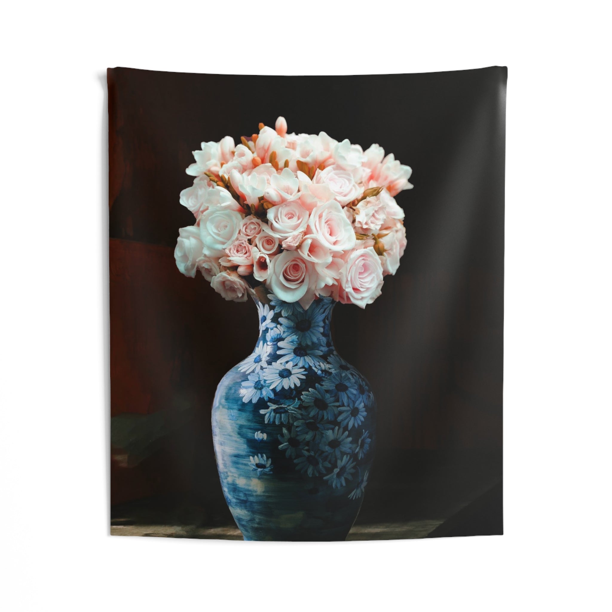 Blue Pot Roses Tapestry-1