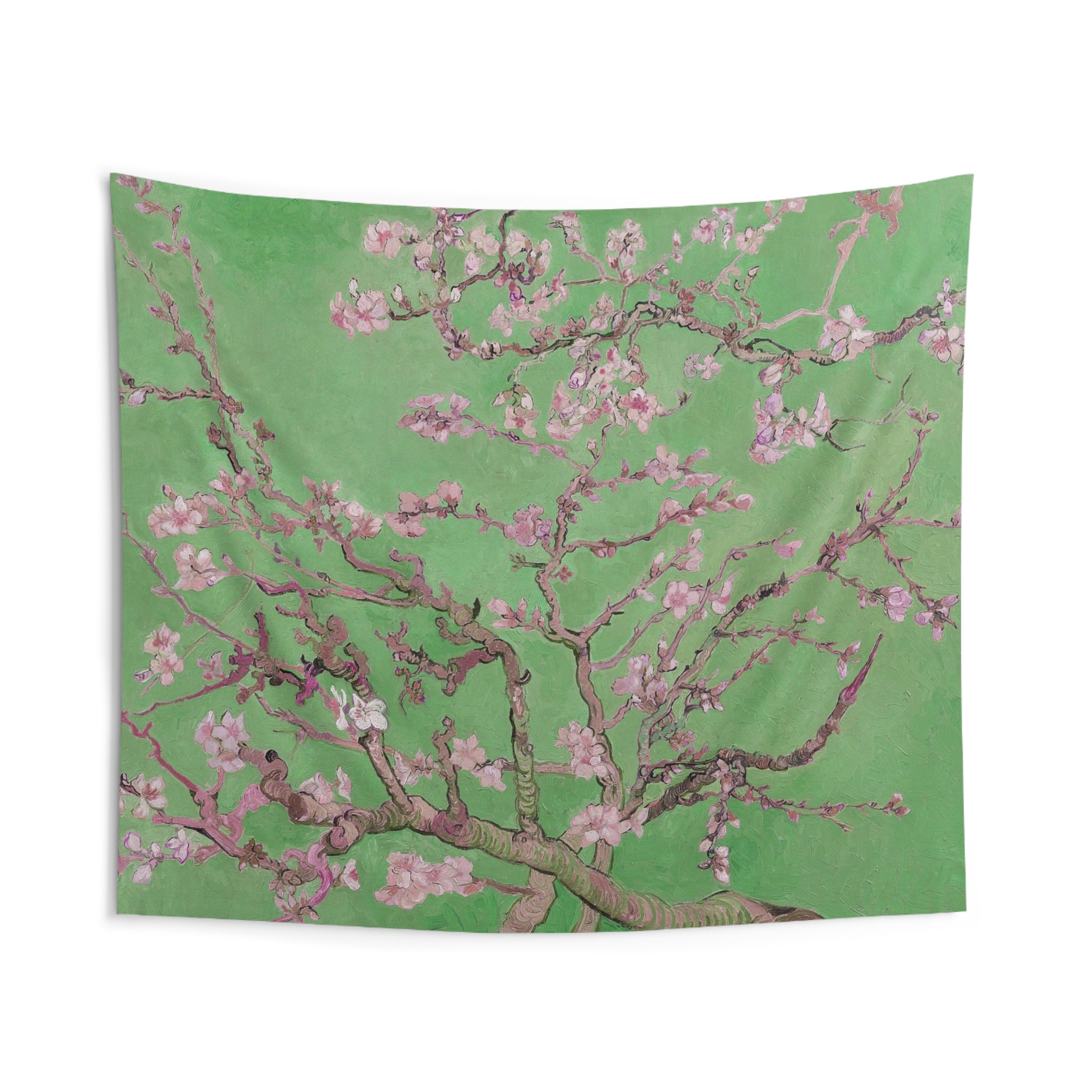 Van Gogh almond blossom Green Tapestry-0