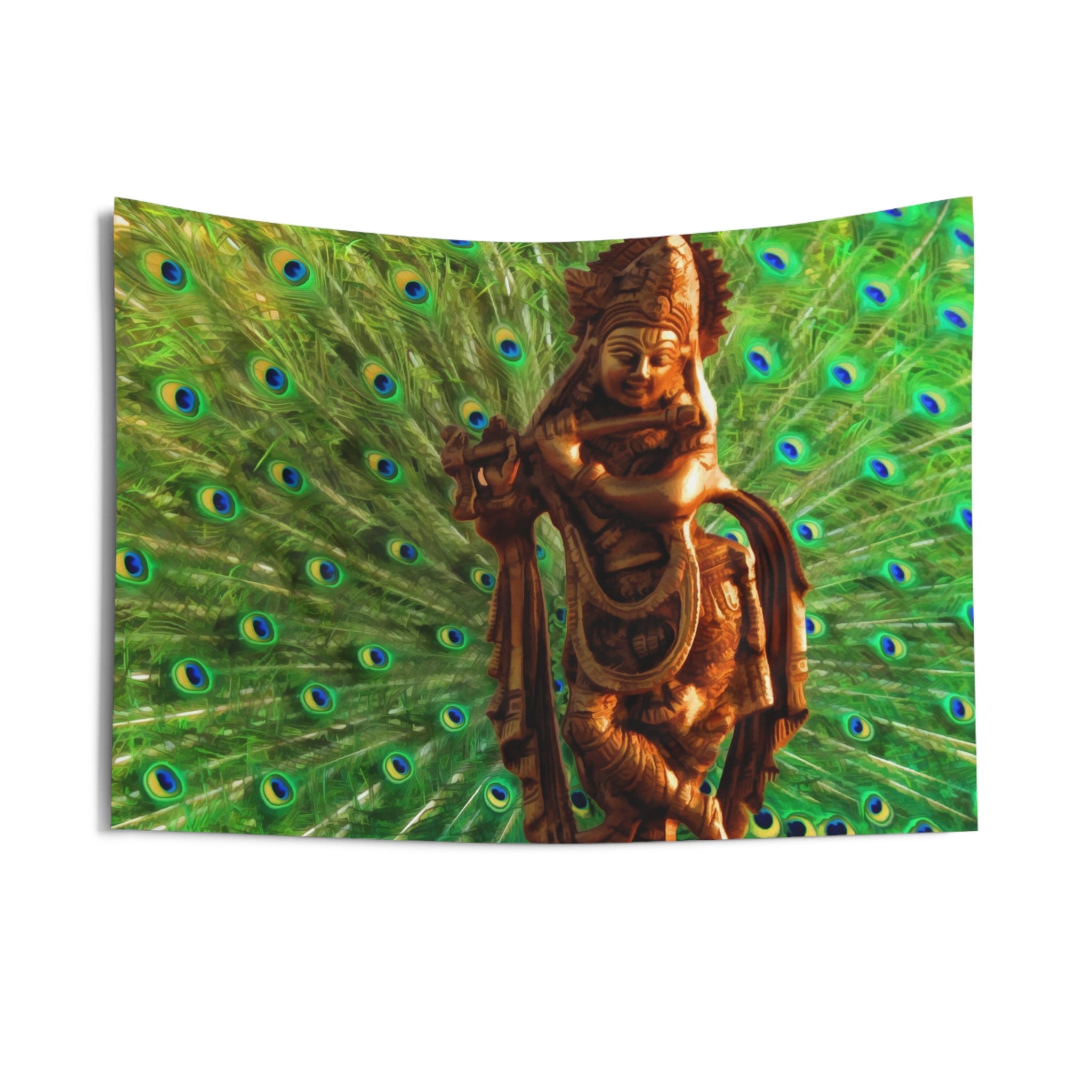 Pecock Feather Krishna Tapestry-2