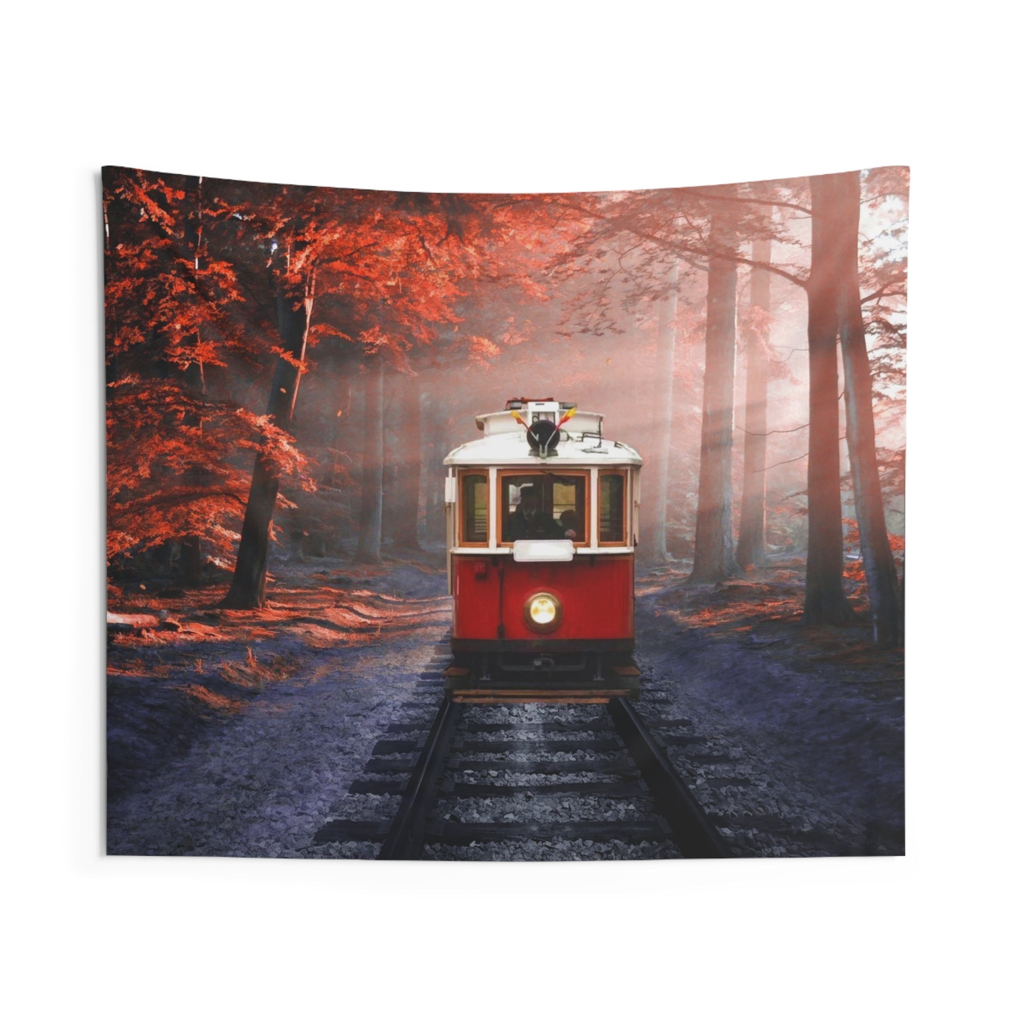Red Tram in Forest Tapestry-0