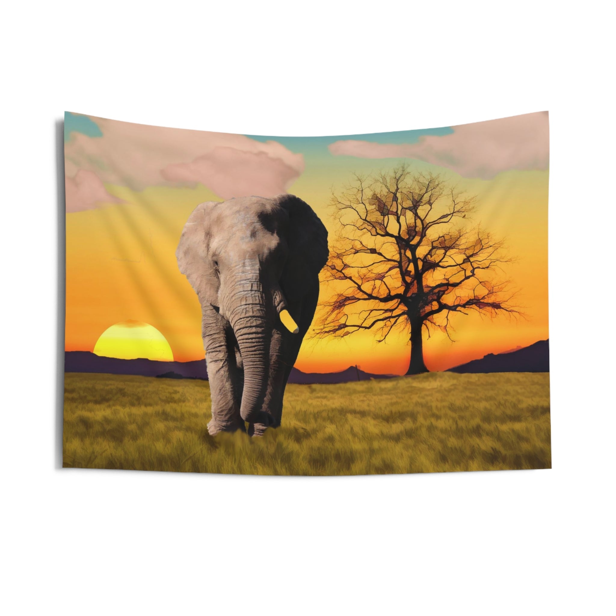 Elephant Sunset Tapestry-2