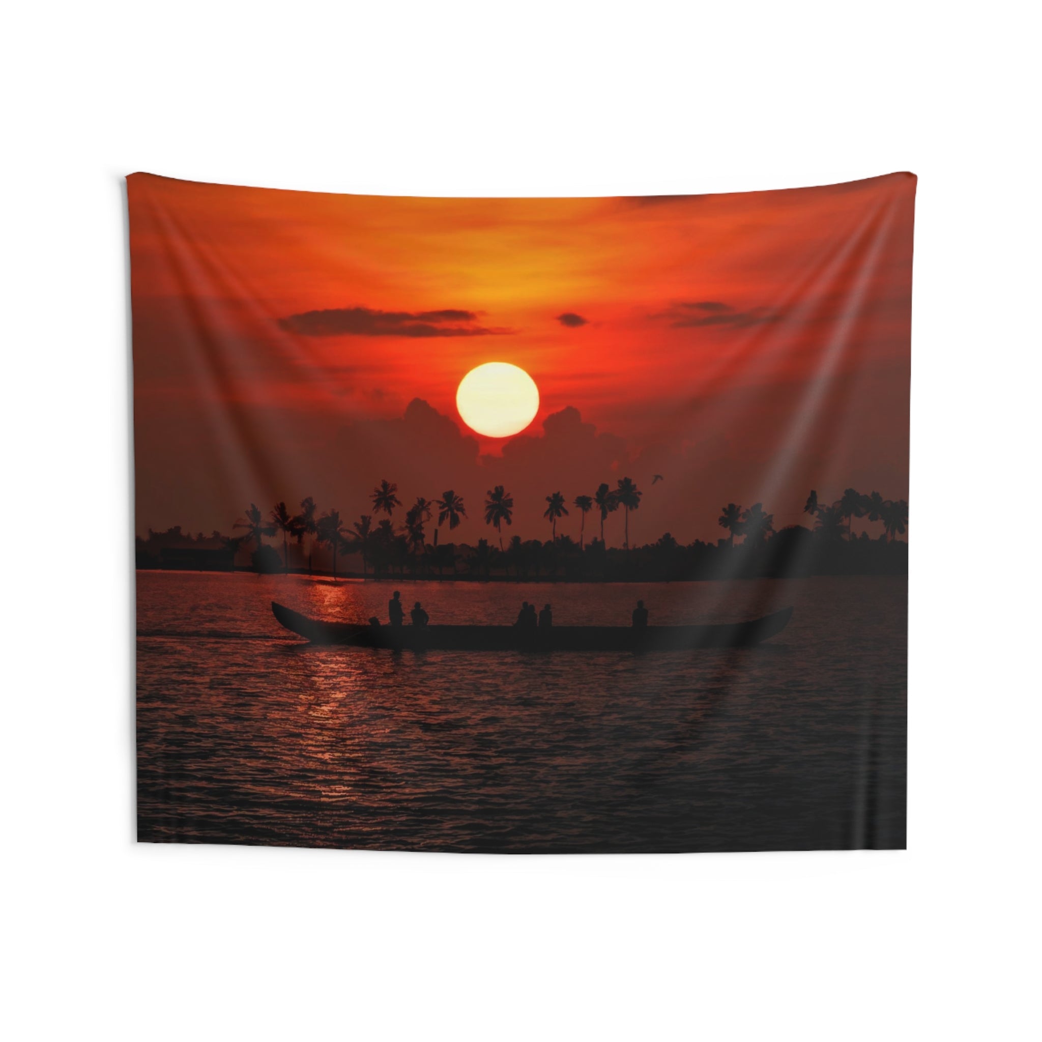 kerala lake Sunset Tapestry-3