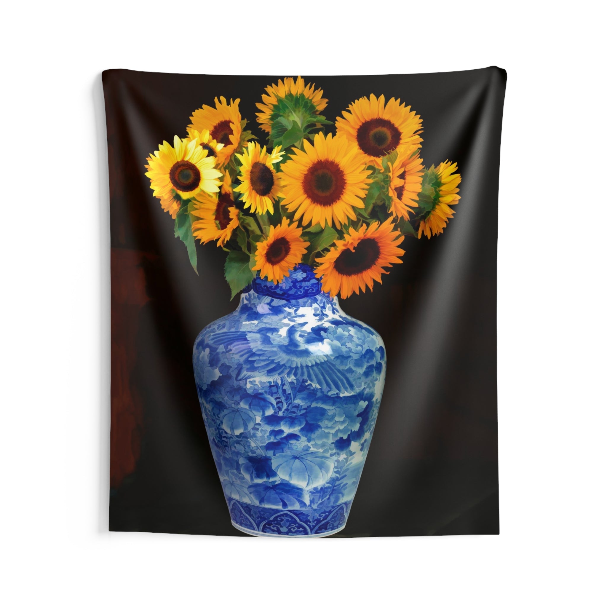 Blue Vase Sunflower Tapestry-2