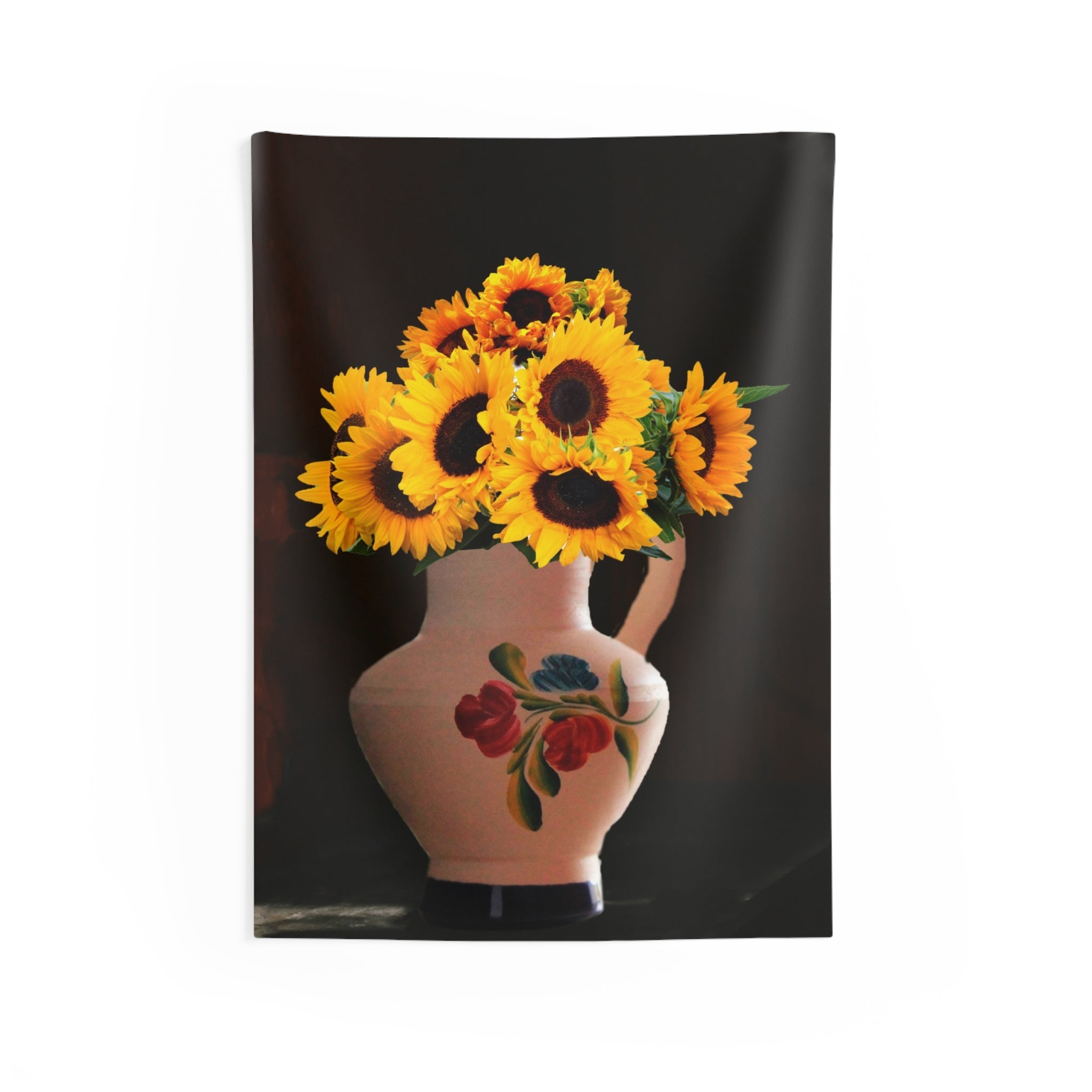 Sunflower White Vase Tapestry-0