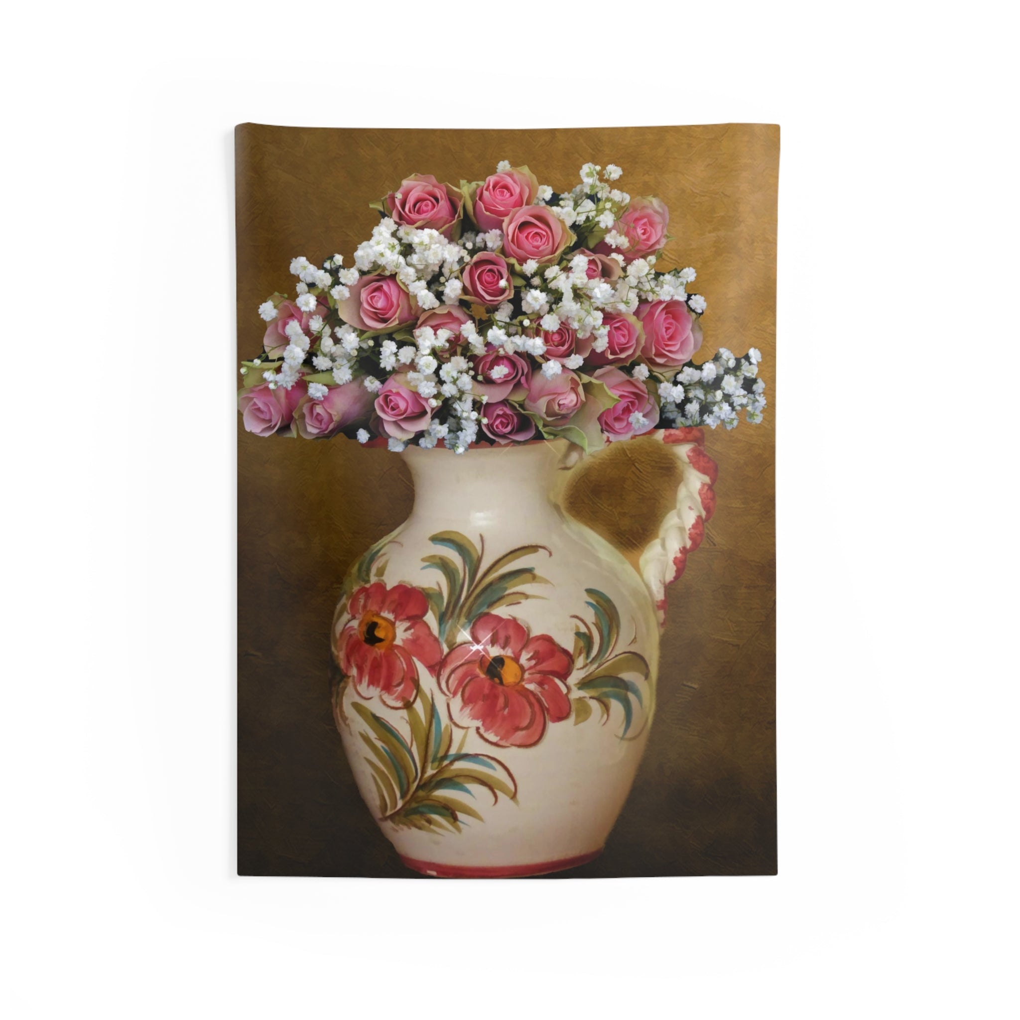 Pink Flower Vase Tapestry-0
