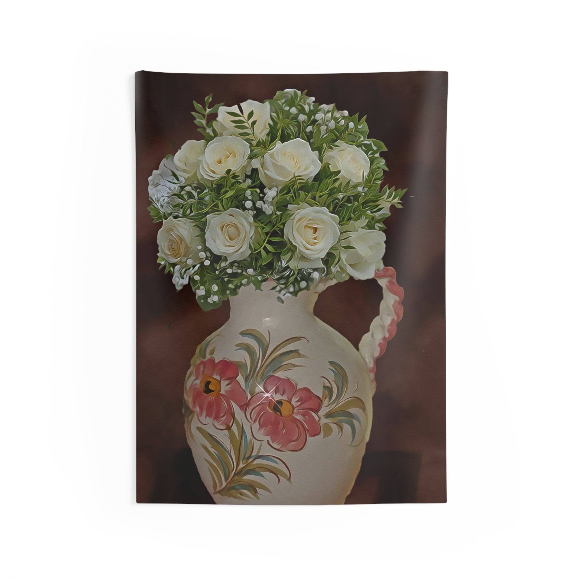 White FLower Bouquet Tapestry-0