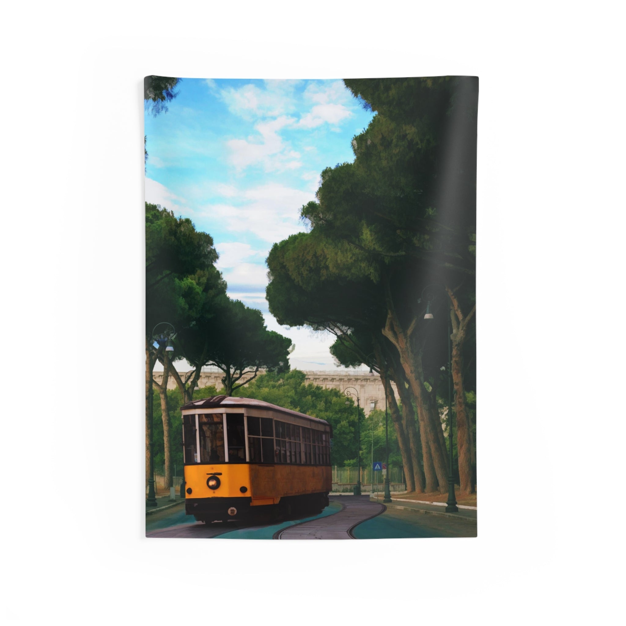 Tram Under Tree Vintage Tapestry-0
