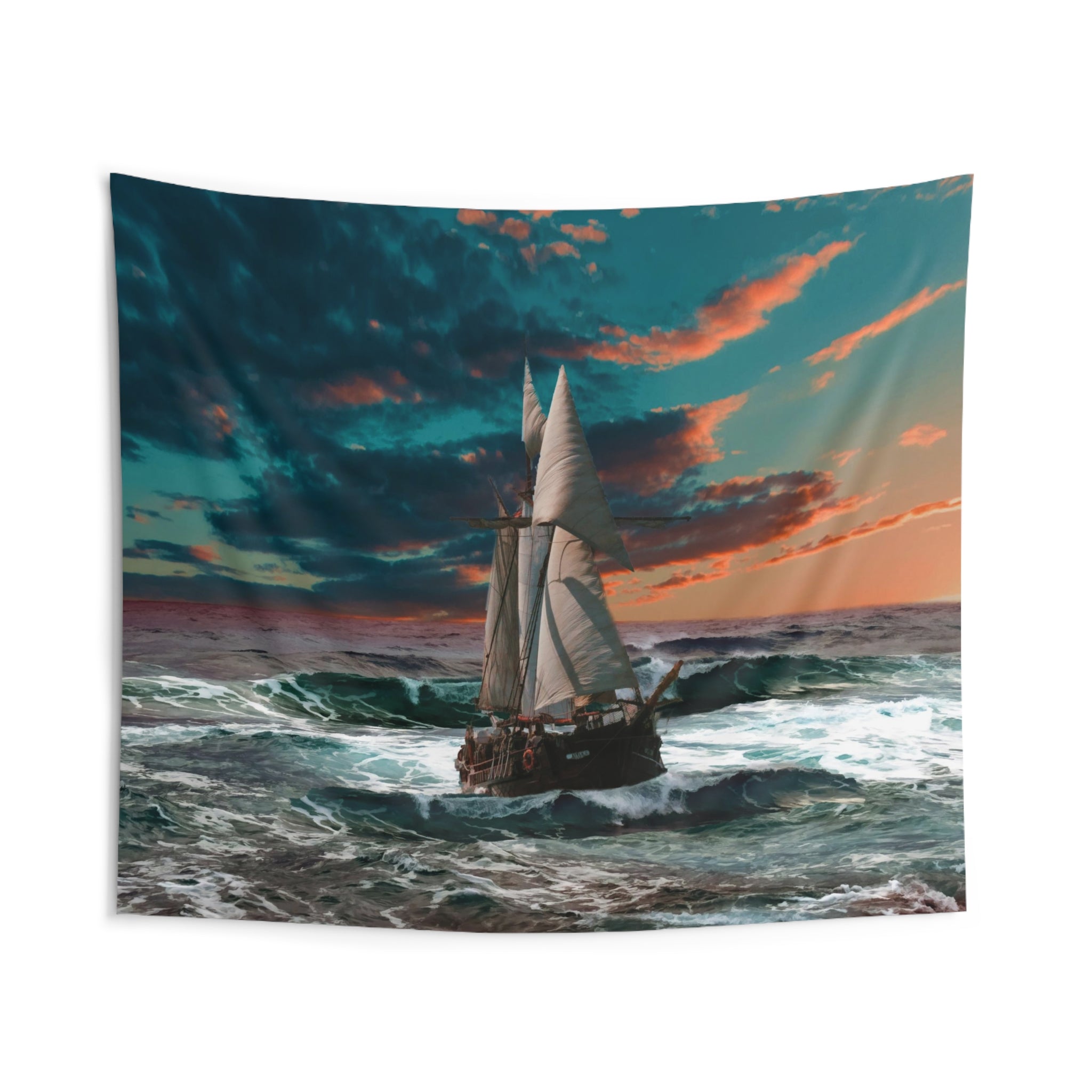 ship in storm Tapestry-1