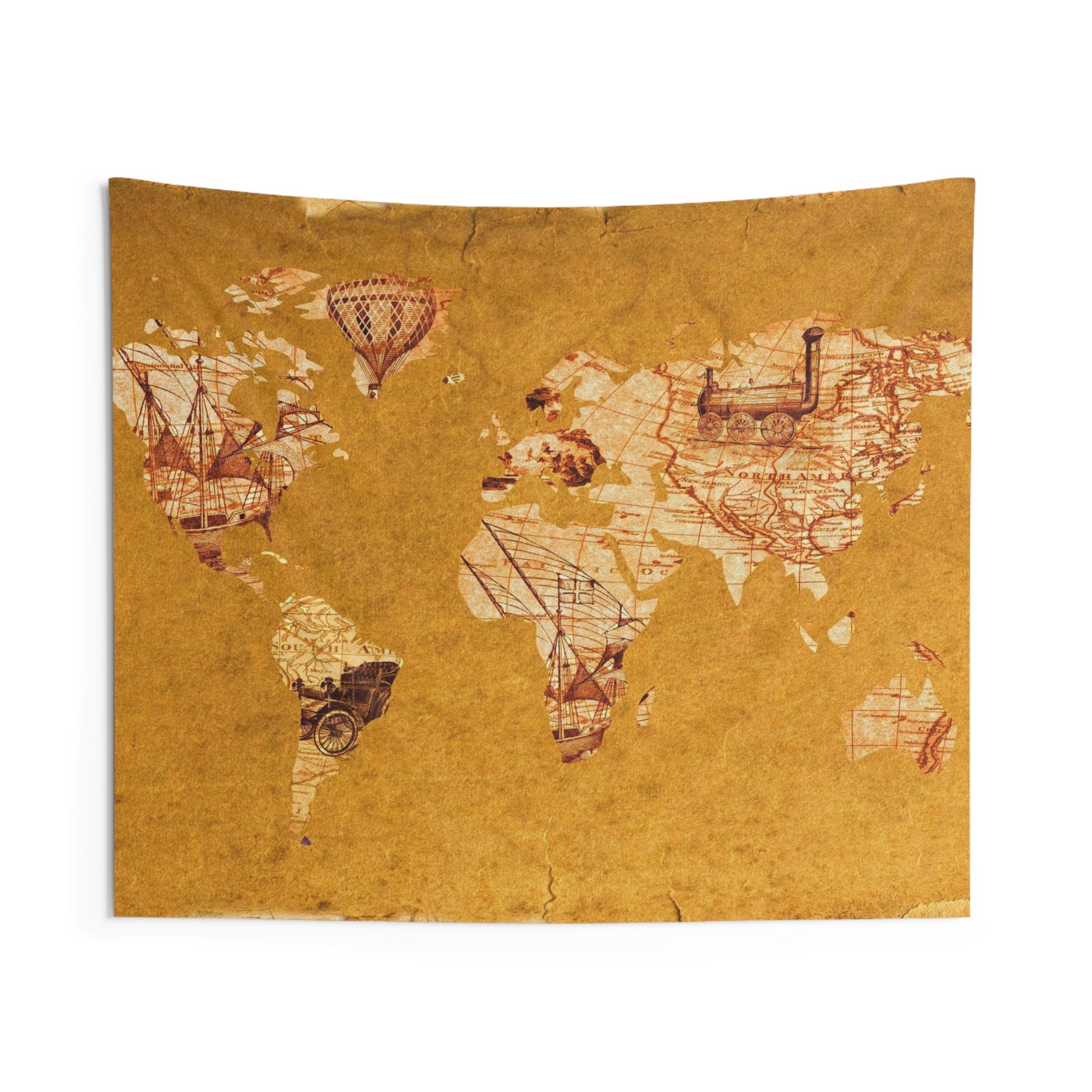 Brown Worldmap Tapestry-0