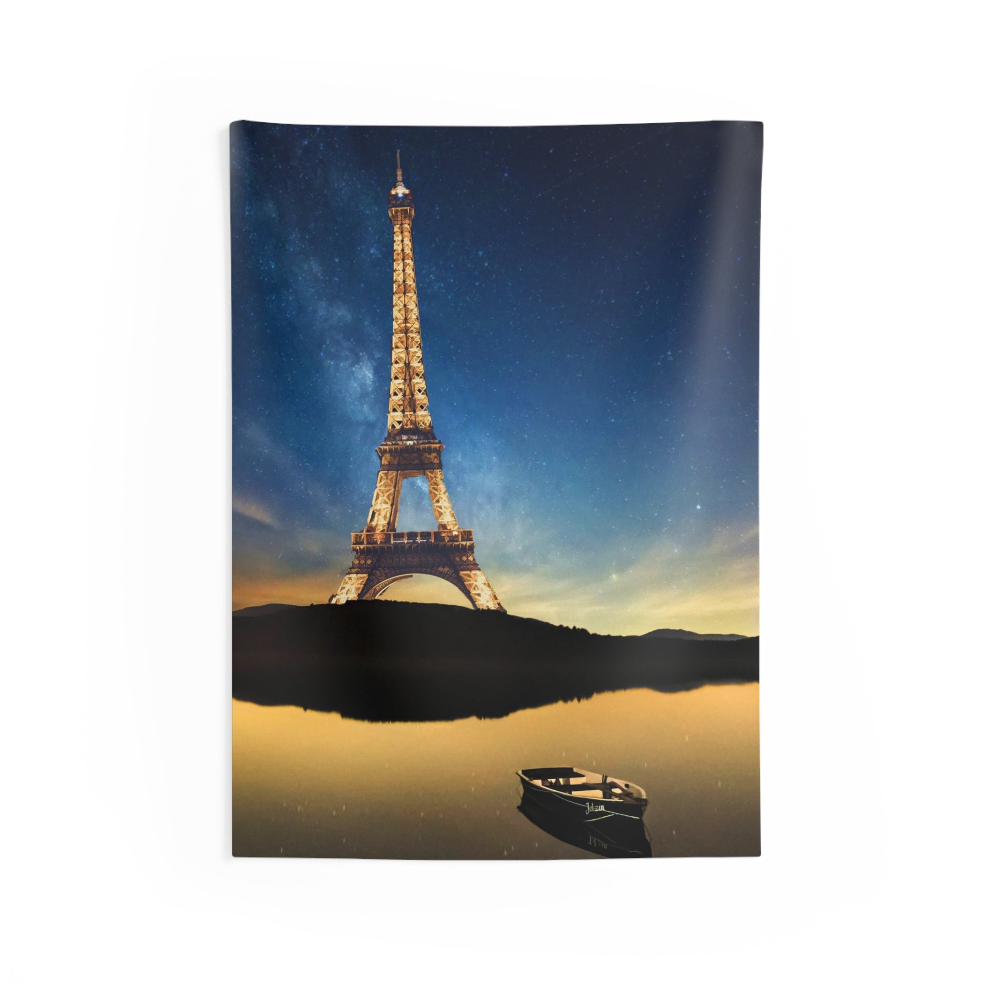 Eiffel Tower And Boat Paris Tapestry-0