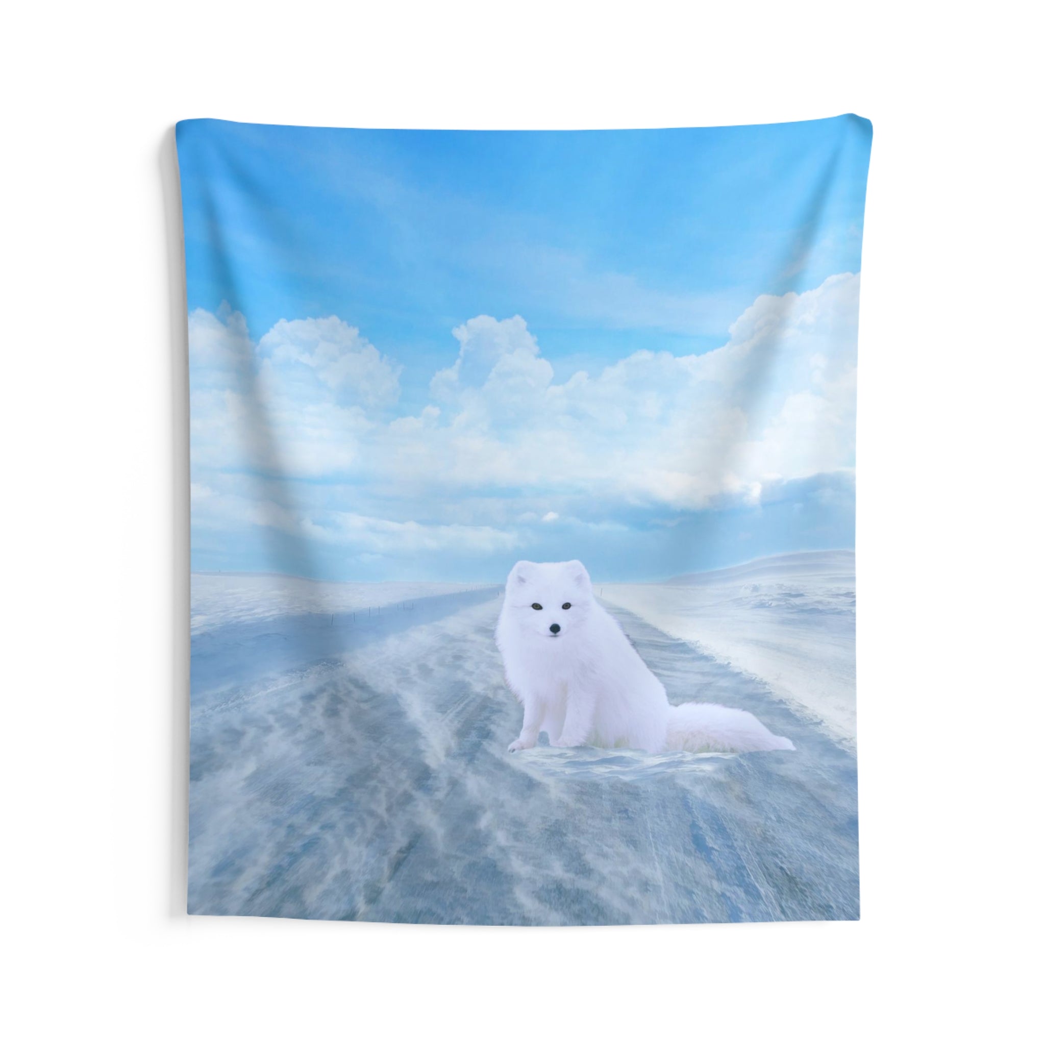 Snow Arctic Fox Tapestry-2