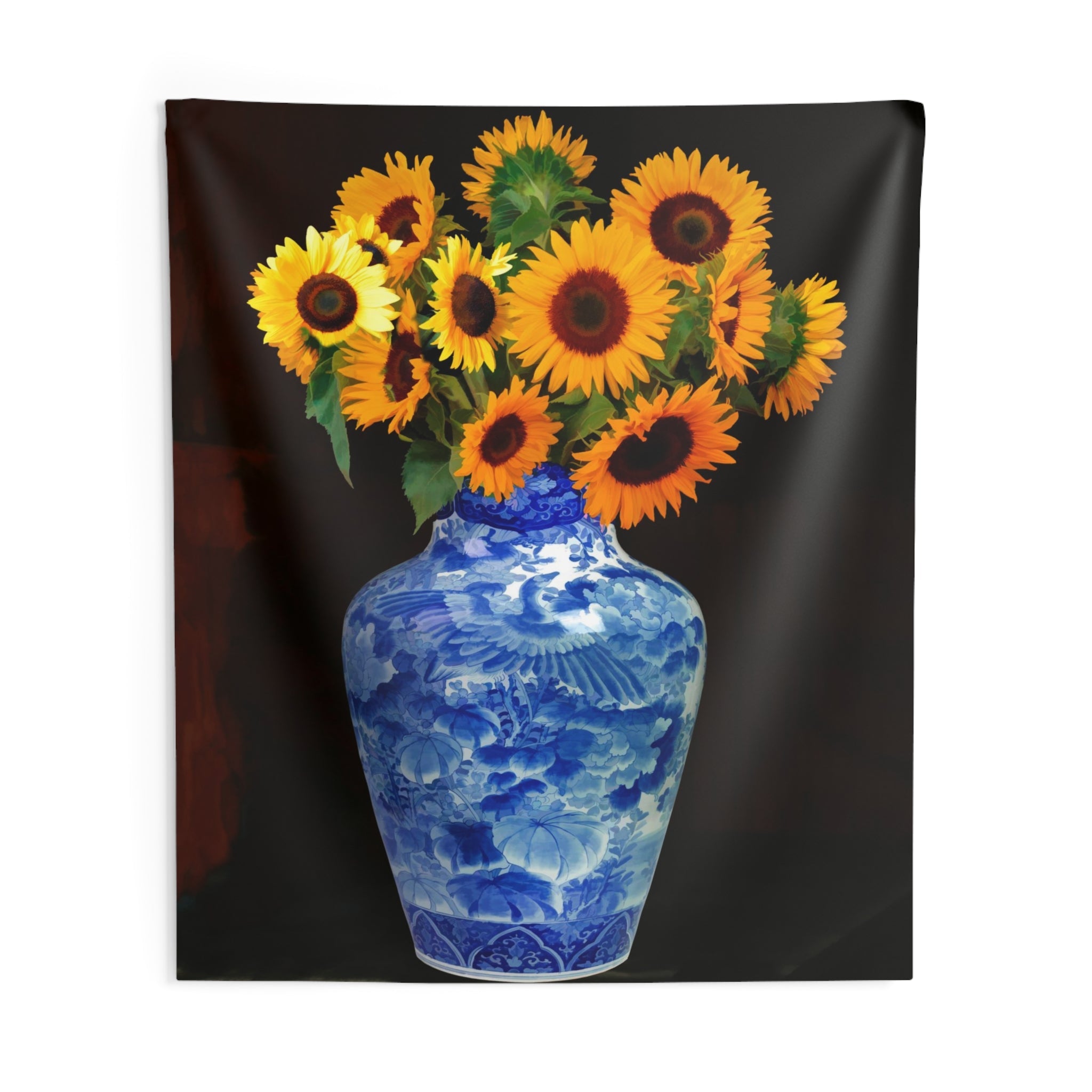 Blue Vase Sunflower Tapestry-3