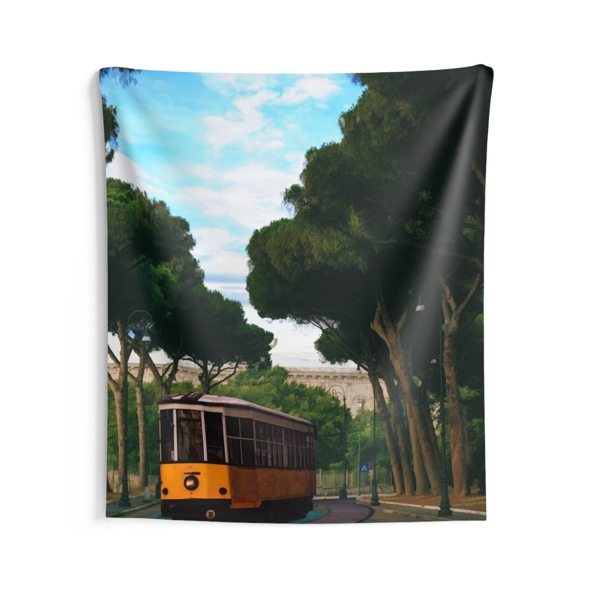Tram Under Tree Vintage Tapestry-2