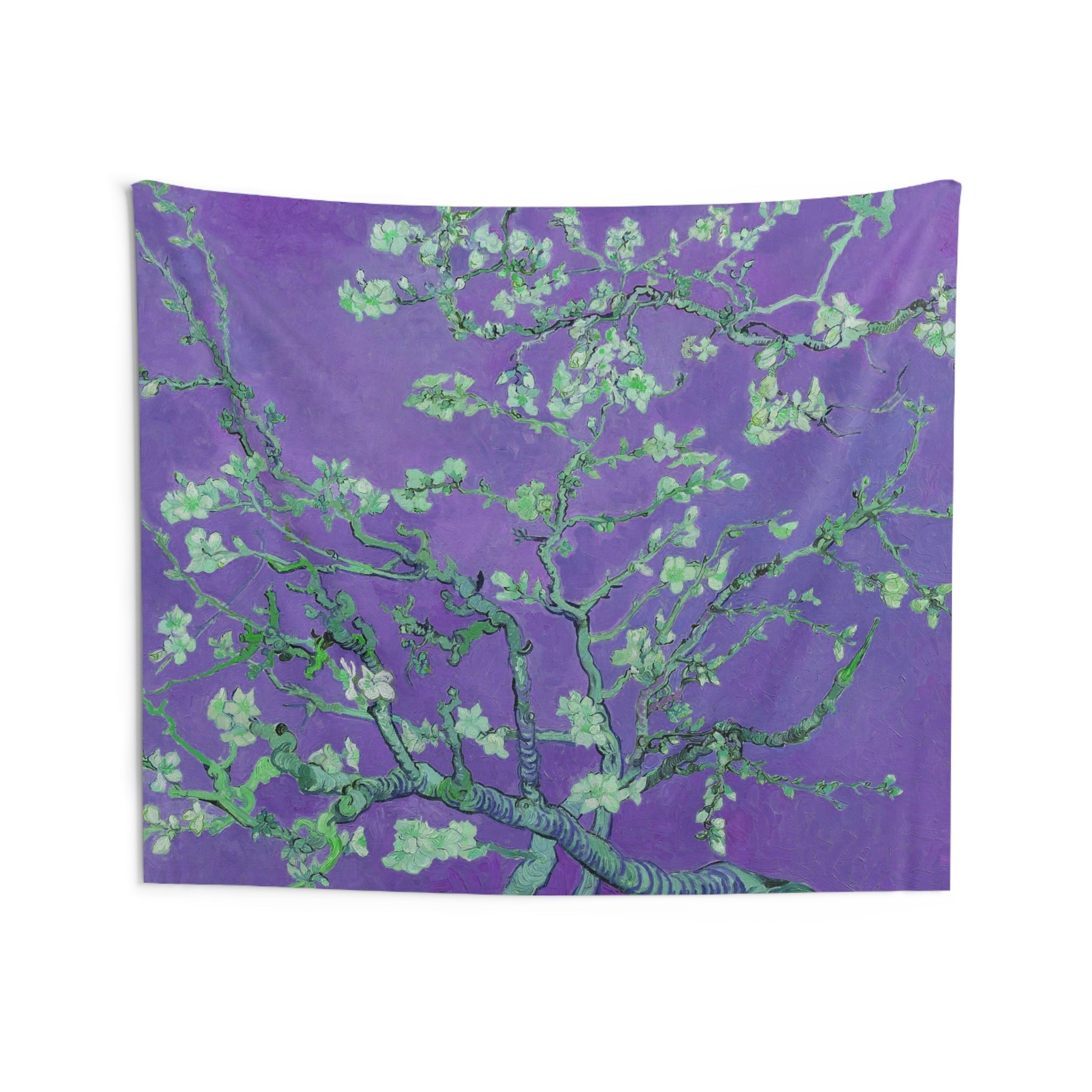 Van Gogh almond blossom Purple Tapestry-3