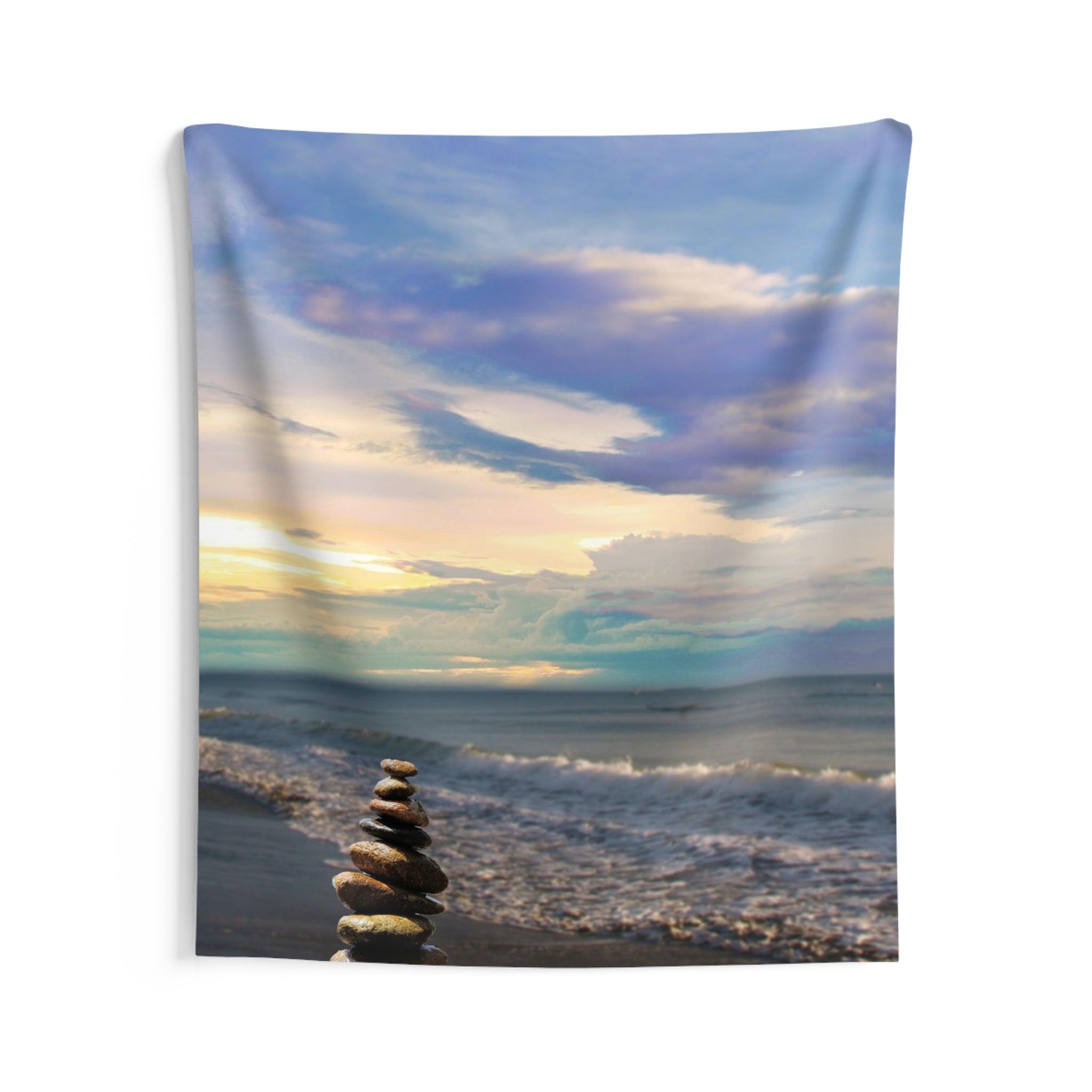 Stacking stones Beach Tapestry-2