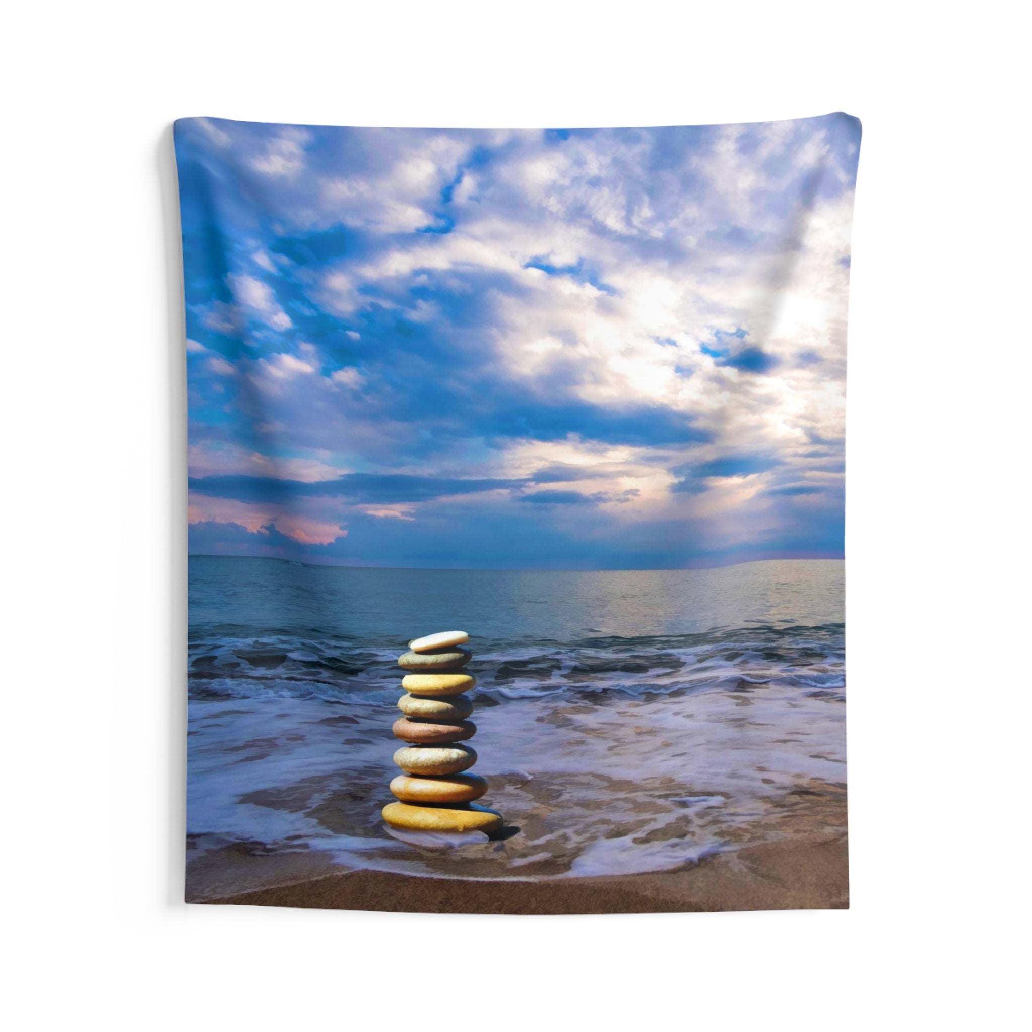 Stacking Stones Beach Tapestry-2