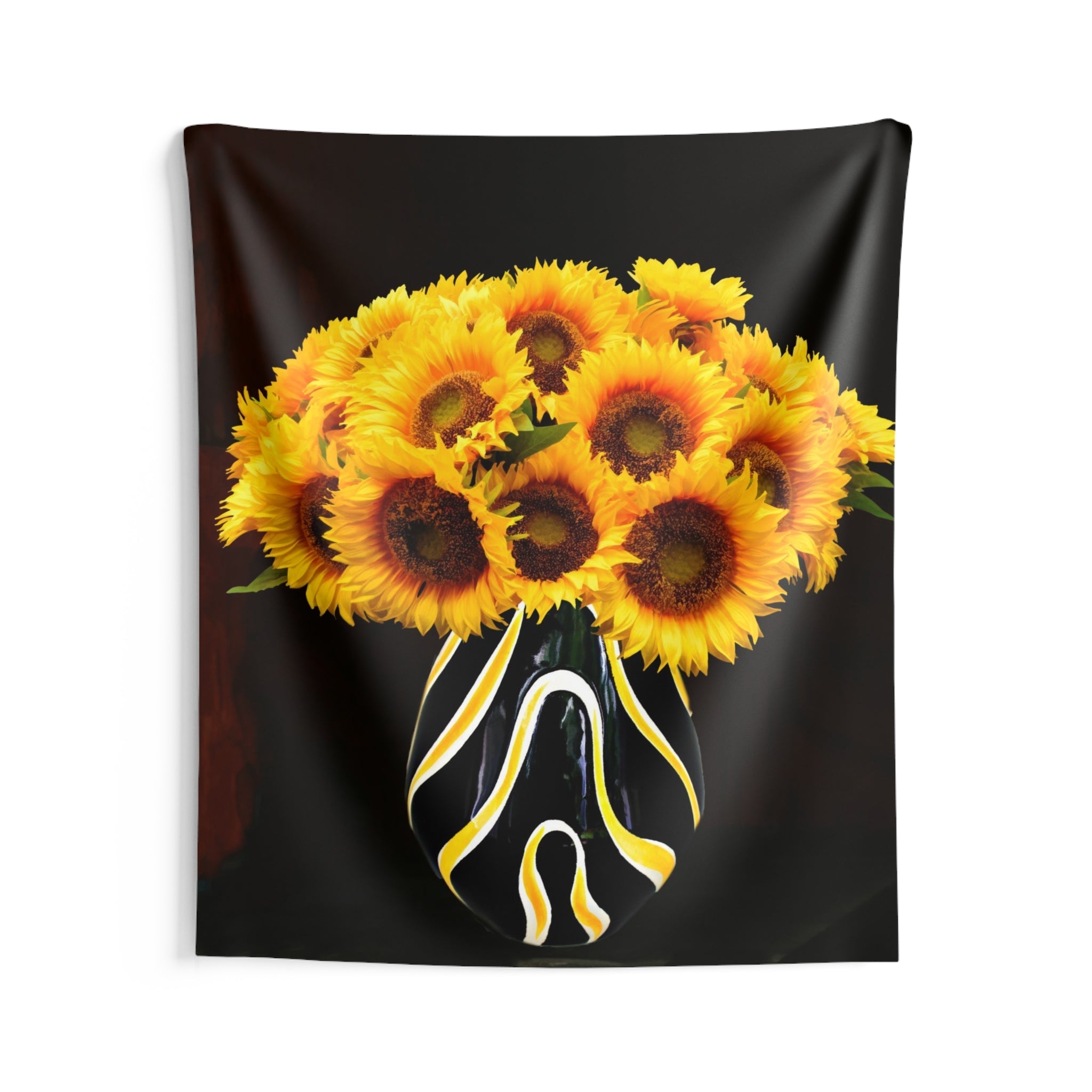 Sunflower Vase Yellow And Black Tapestry-2
