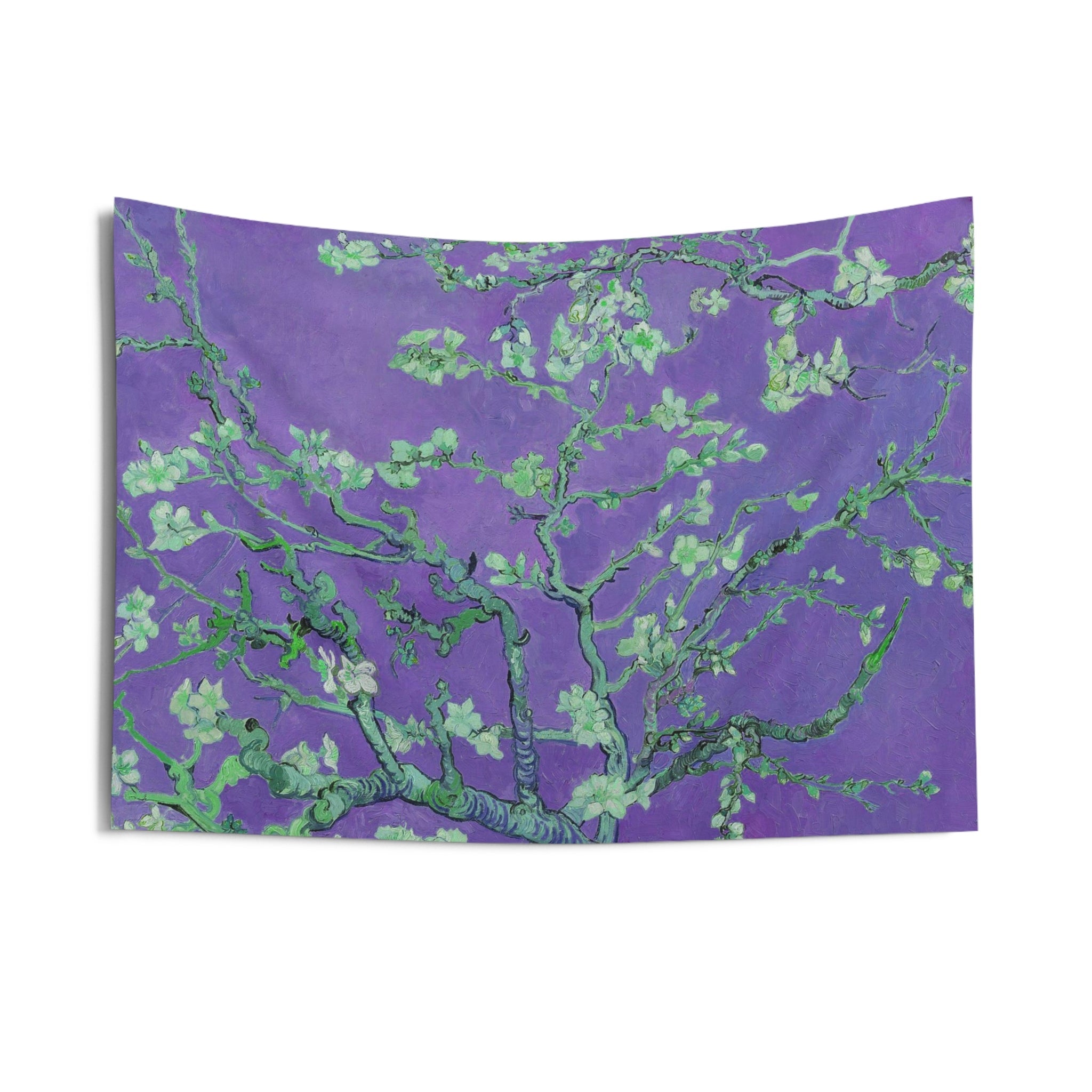 Van Gogh almond blossom Purple Tapestry-2