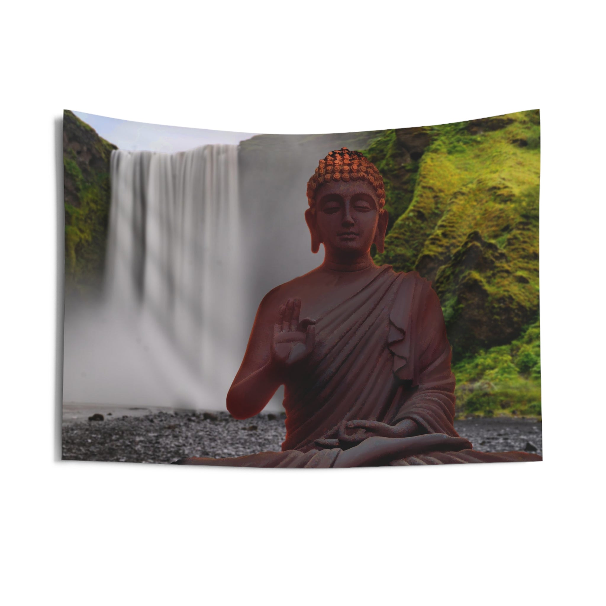 Buddha Meditation Pose Waterfall Tapestry-2