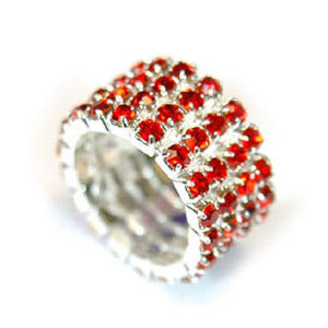 4 Row Red Stretch Bridal Fashion Rhinestone Ring XR917-0