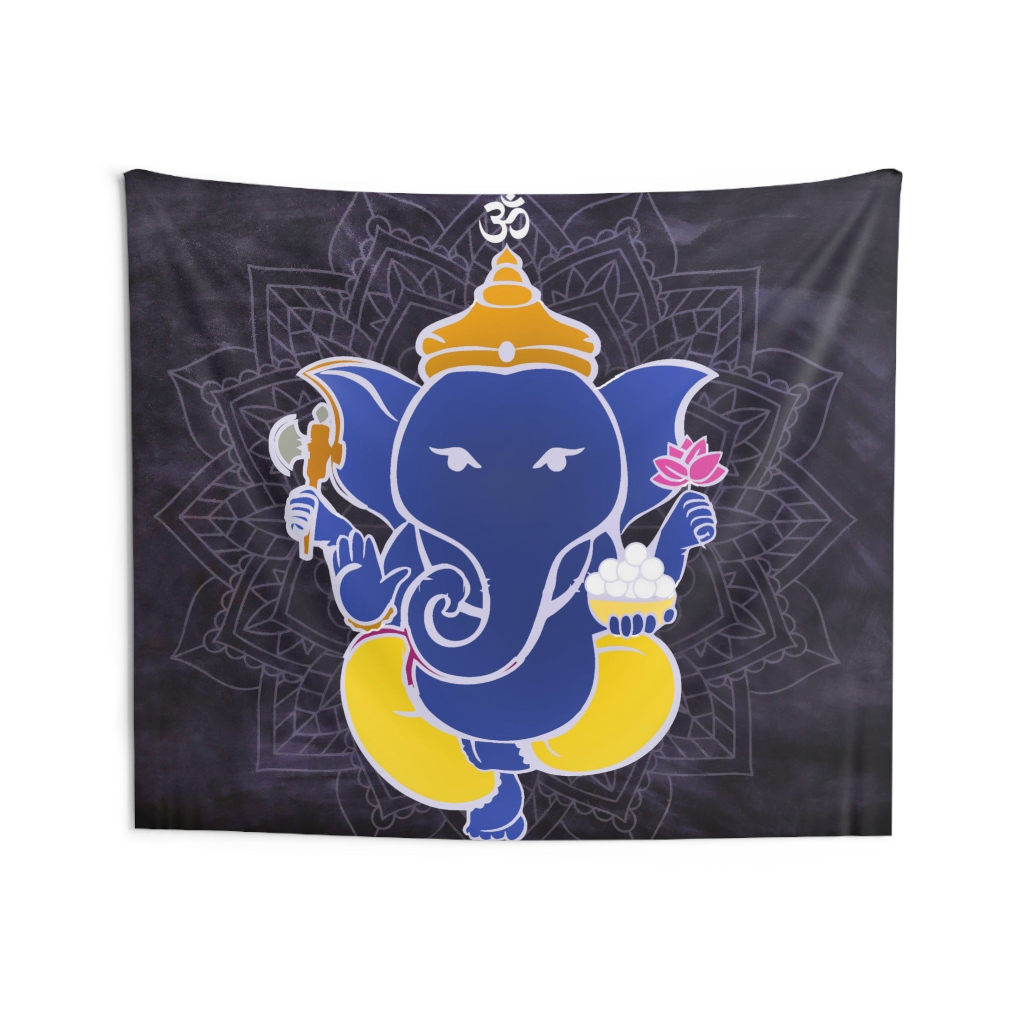 Yellow Blue Ganesha Tapestry-3