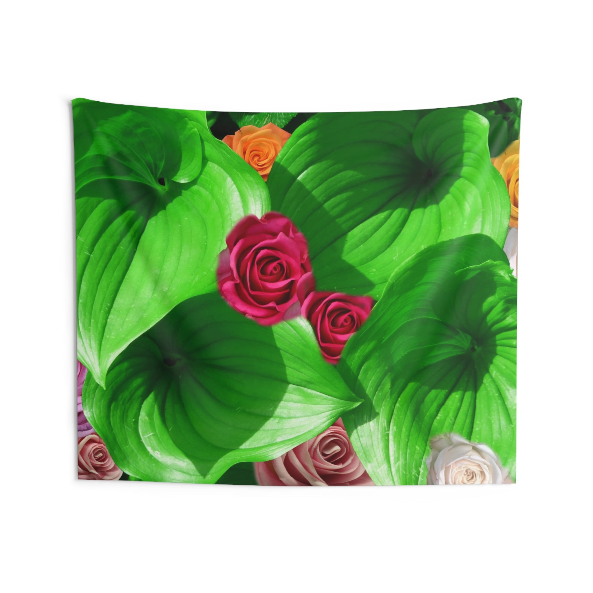 Colorfull Roses With Leaf Tapestry-3