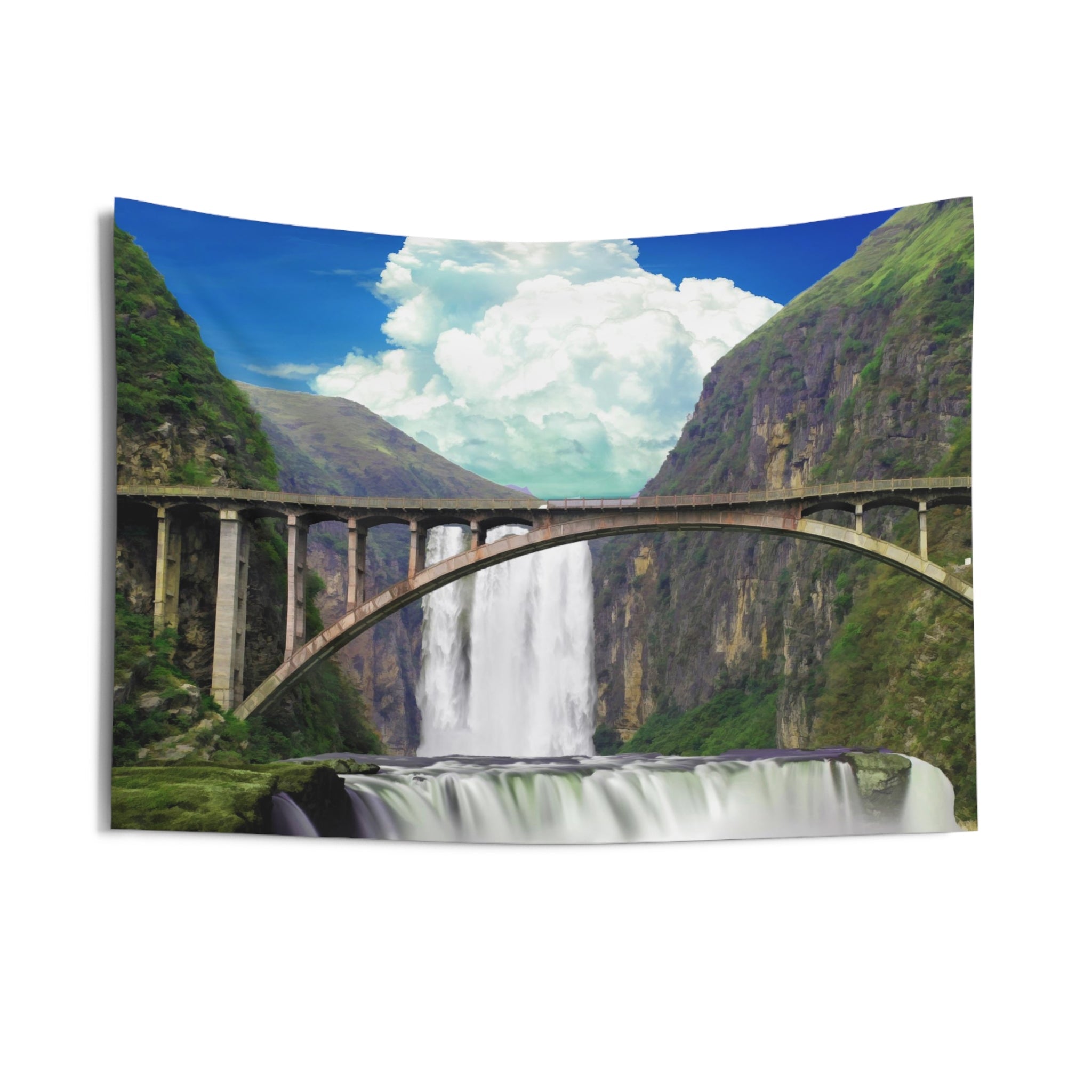 Waterfall over Bridge Tapestry-2