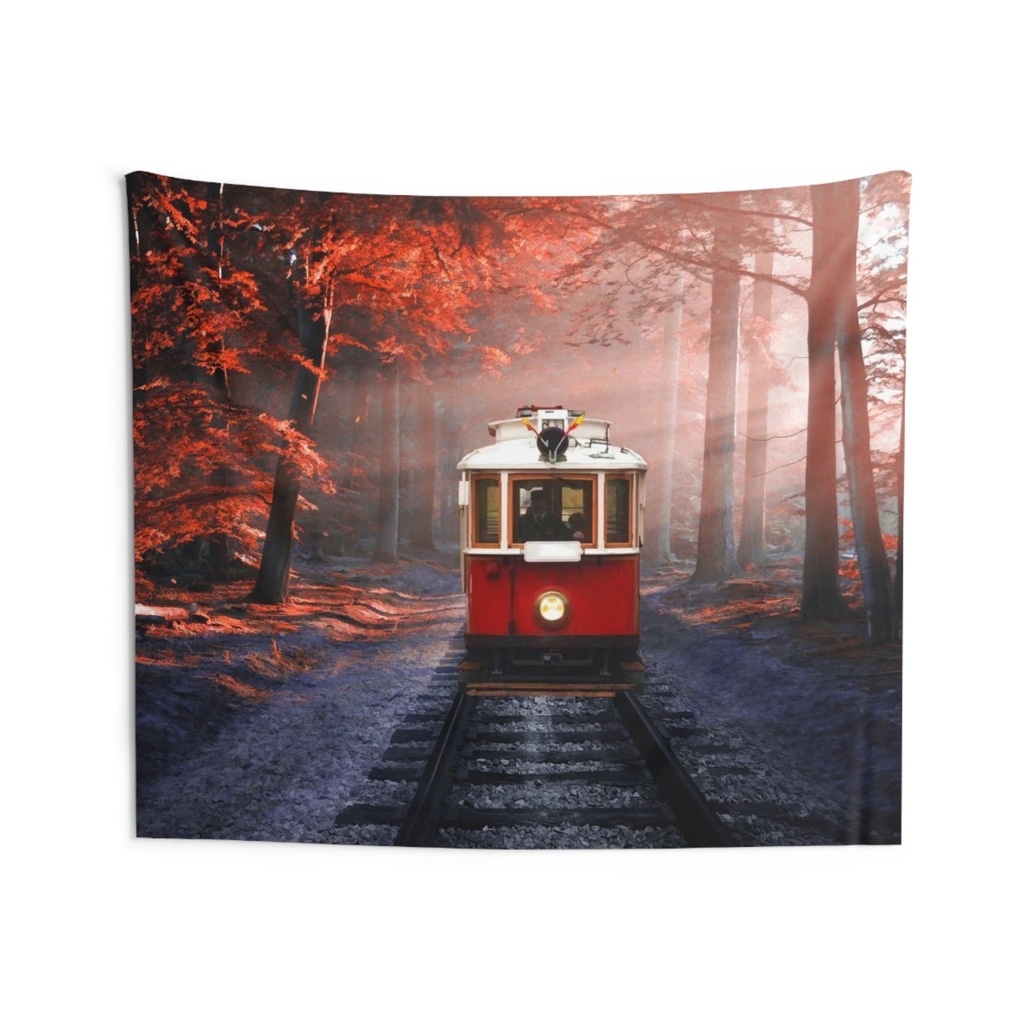 Red Tram in Forest Tapestry-3