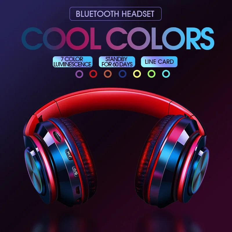 Wireless Bluetooth Headphone with Colorful Lights-2