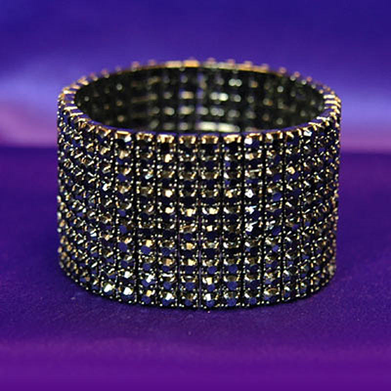 10 Row Prom Fashion Black Crystal Bangle Bracelet XB921-0