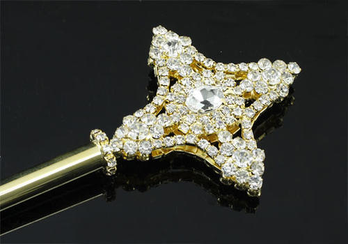 V6009 Unisex Kids Children Boy Girl Cross Gold Scepter Magic Wand Metal Crystal-0