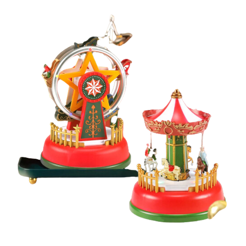 Illuminated Christmas Village Decoration Carnival Scene-0