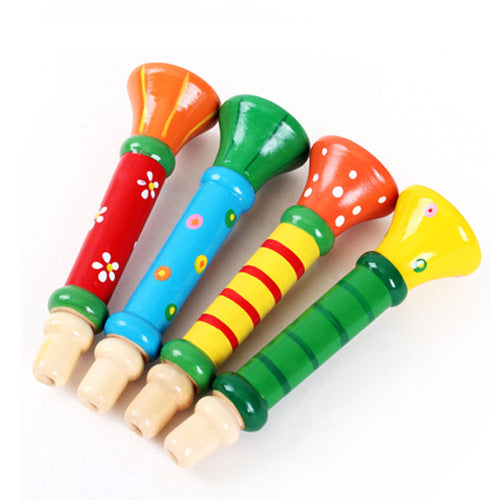 Brightly Colored Wooden Trumpet-2