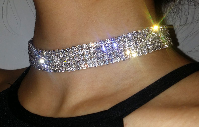 Wedding 5 Row Stretch Crystal Rhinestone Choker XC013-1
