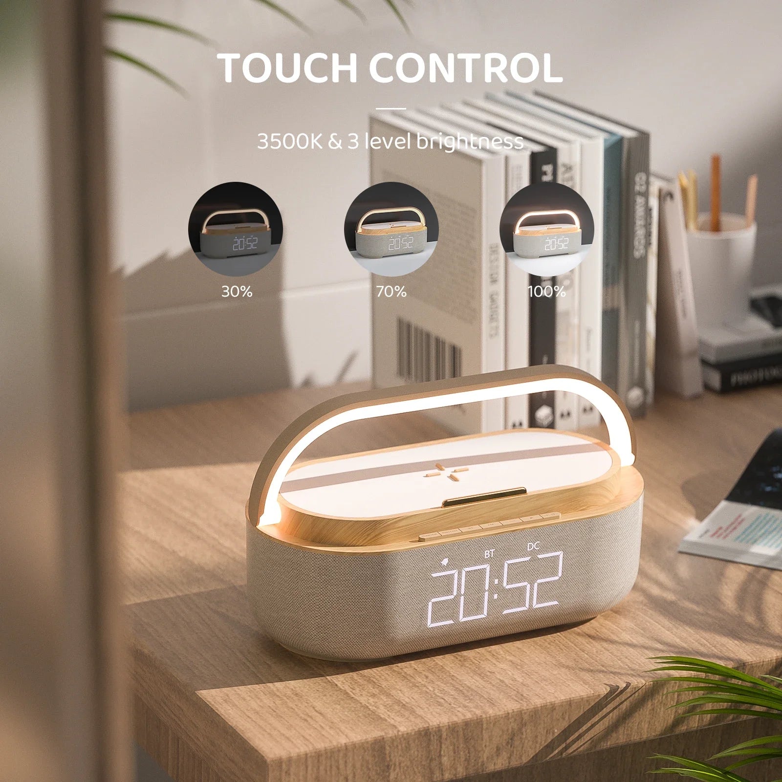 Bluetooth Speaker with Wireless Charging & Alarm Clock-2