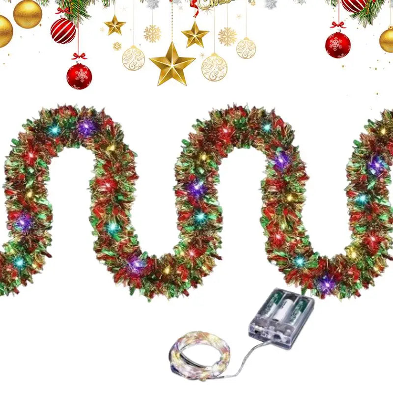 Christmas LED Tinsel Garland with Lights-1