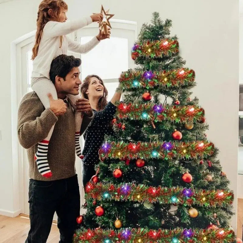 Christmas LED Tinsel Garland with Lights-2