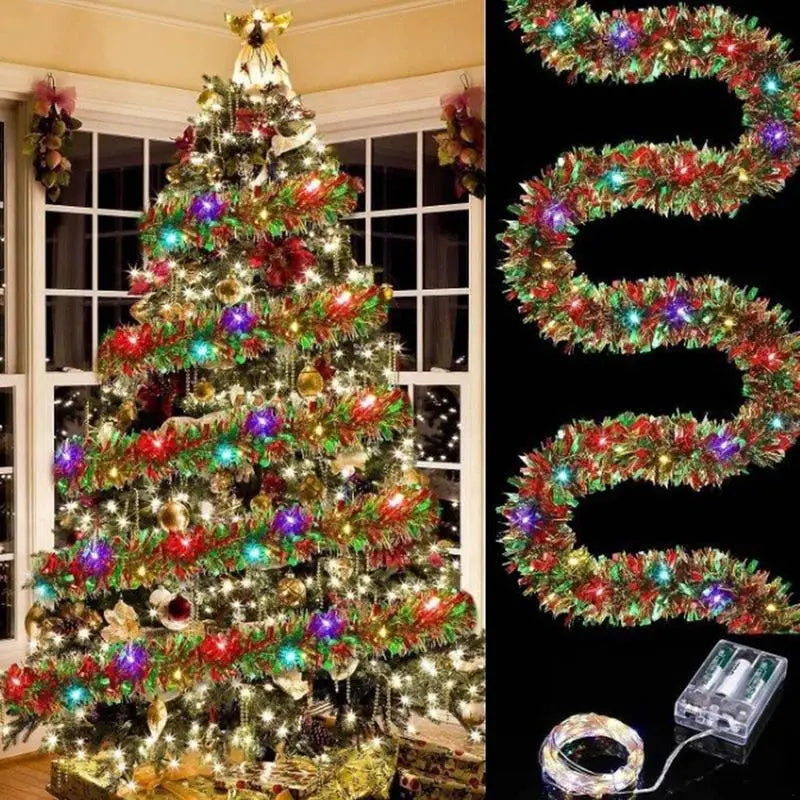 Christmas LED Tinsel Garland with Lights-4
