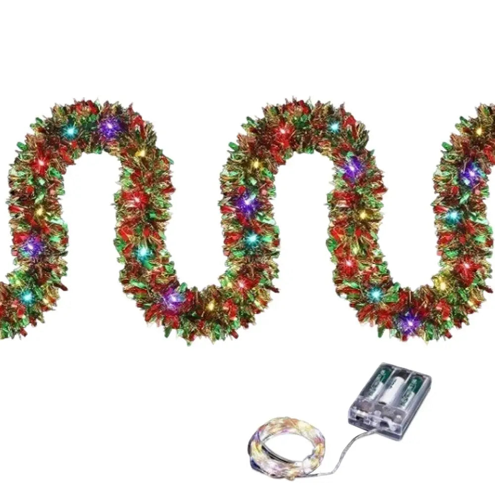 Christmas LED Tinsel Garland with Lights-0