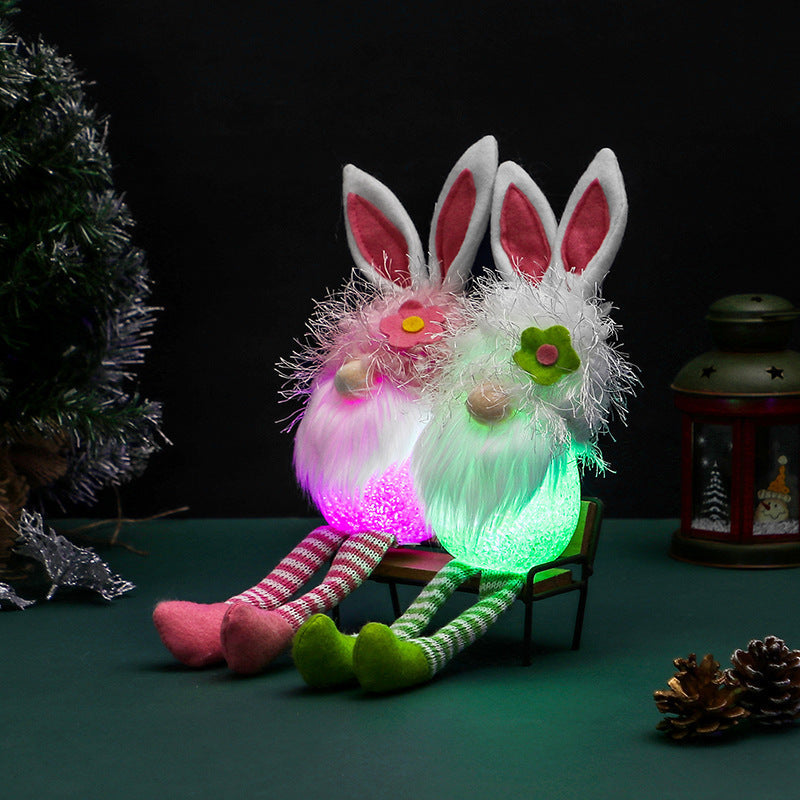 Cute Rabbit Ears Glowing Faceless Doll Decoration-2