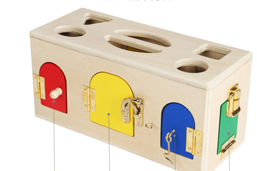 Educational Shape Lock Box Wooden Toy for Preschool Kids-4