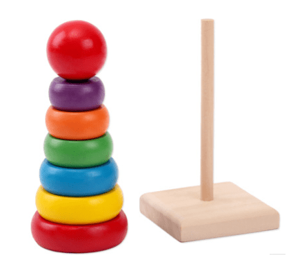 Educational Wooden Rainbow Tower Stacking Rings-0