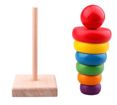 Educational Wooden Rainbow Tower Stacking Rings-2