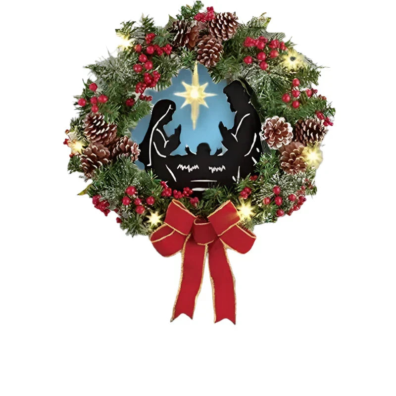 Champagne Gold Christmas Wreath with Lights-0